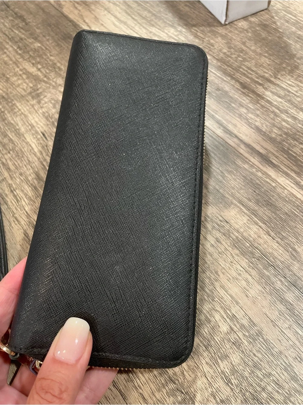 Michael Kors Black Saffiano Zip Wristlet with Gold Logo